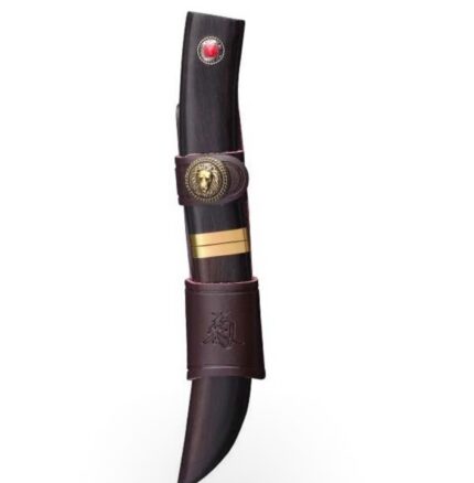 PLYS Ebony Damascus Steel Knife Bone Cutting Knife Outdoor Portable Knife Mongolian Hand-Handle Meat Knife Old-fashioned Sharp Division Knife Knife Brown