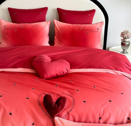 ROBINHOOD ROBINHOOD bedding set light luxury 100 all-cotton brushed wool four-piece set big red wedding double bed quilt cover household four-season high-end wedding pure cotton bedding