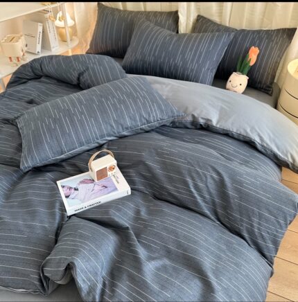 ROBINHOOD ROBINHOOD bedding set simple Nordic style all-cotton four-piece set student dormitory skin-friendly striped three-piece set pure cotton double bedding sheets quilt cover