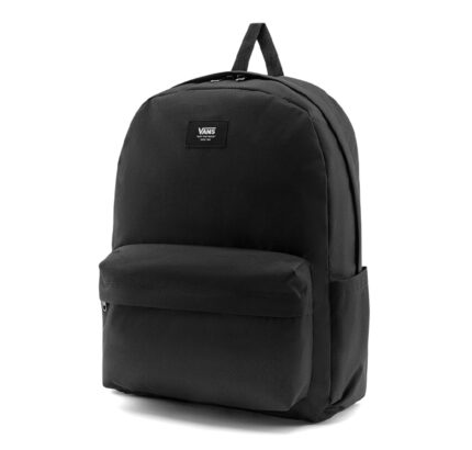 Vans front letter print external zipper pocket zipper closure internal check element sport casual polyester fiber backpack shoulder bag men's and women's same style couple style black