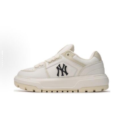 MLB Chunky Liner synthetic leather sports versatile comfortable non-slip wear-resistant low-top casual shoes men's and women's same style white rice