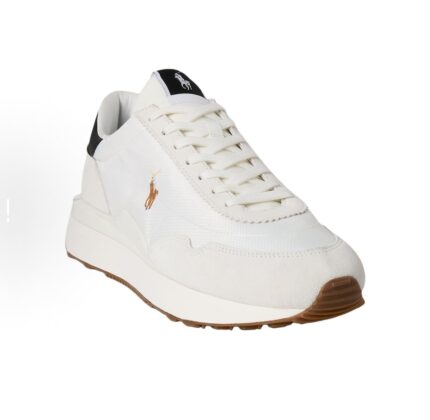Polo Ralph Lauren Train 89 Suede Round Toe Thick Sole Embroidered Pony Low-top Casual Shoes Men's White