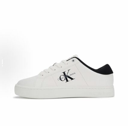 CKJ CALVIN KLEIN JEANS Fabric Cowhide Low-top Casual Shoes Sports Small White Shoes Board Shoes Men's White/Black
