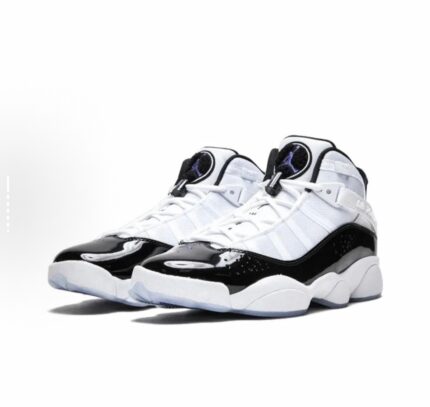 Jordan Air Jordan 6 Rings "Concord" durable high-top retro basketball shoes men's white and black