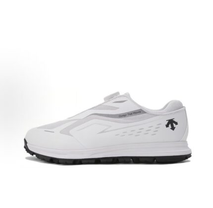 DESCENTE polyester (polyester fiber) synthetic leather comfortable daily shock absorption wear-resistant low-top casual shoes men's and women's same style white